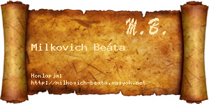 Milkovich Beáta névjegykártya