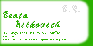 beata milkovich business card